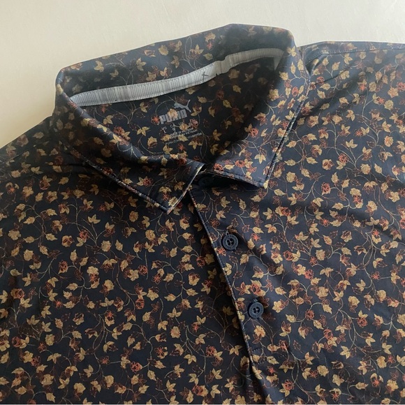 Puma Floral Print Golf Polo Men L Performance Stretch Shirt - Picture 1 of 10